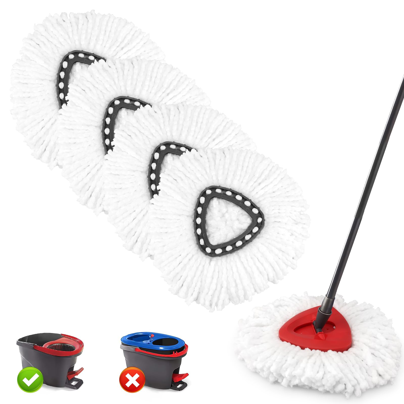 4 Pack Spin Mop Head Replacement
