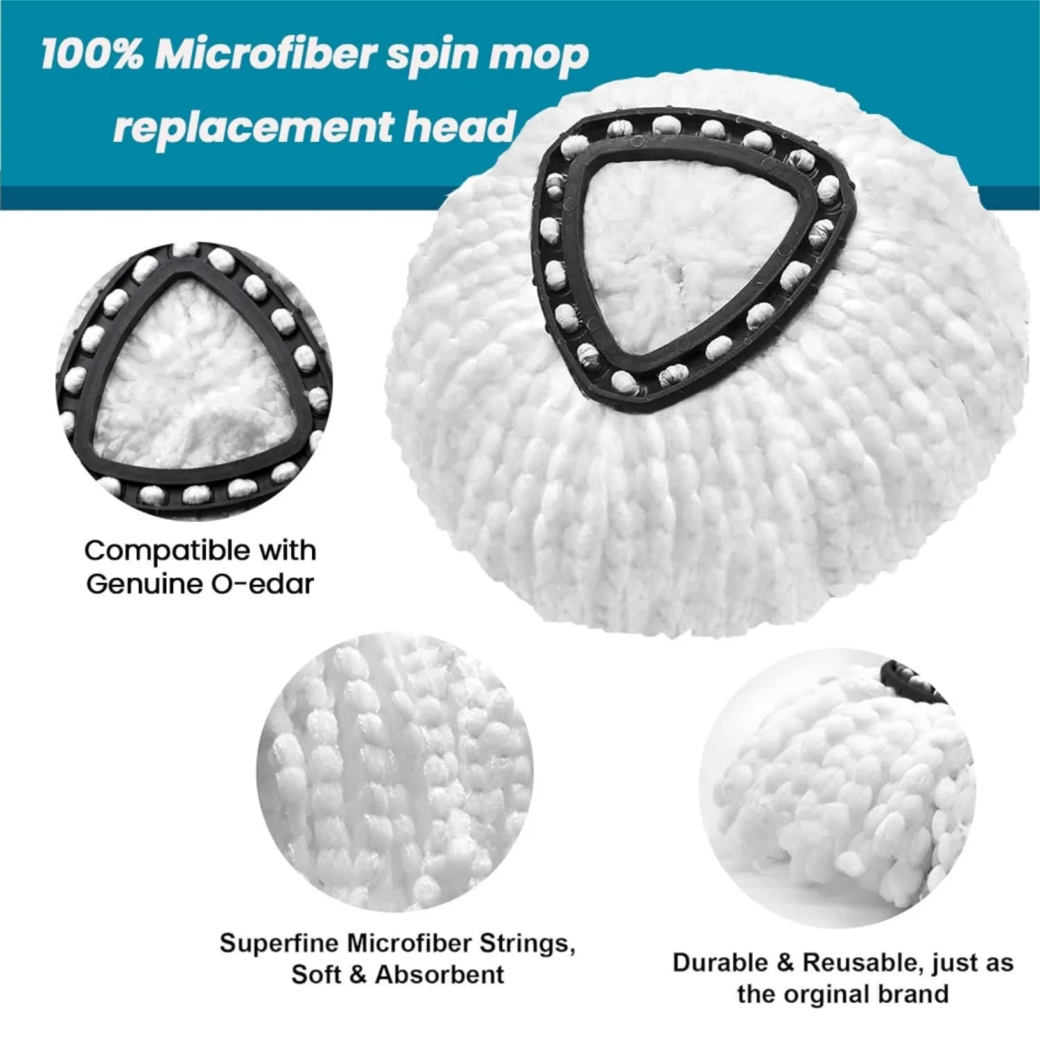 4 Pack Spin Mop Head Replacement
